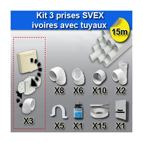 Ensemble 3 prises SVEX avec tuyaux - couleur au choix - amande