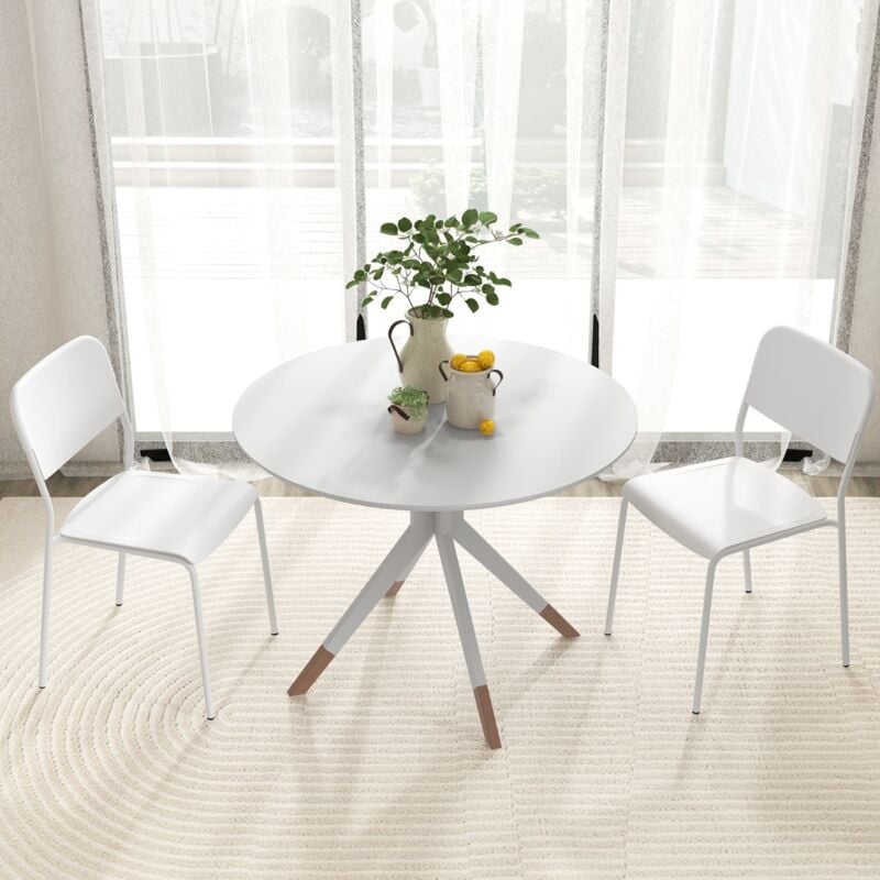 Design In - Ensemble 4 Chaises Salle à Manger Modernes Empilables Dossier Incliné Métal Blanc CW65092