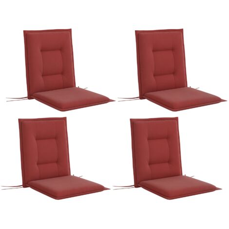 Ensemble 4 coussins siège 108x50x5 cm chaise rubans housse siège intérieur extérieur rouge vin