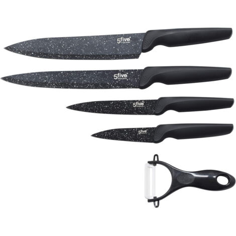 Ensemble 4 couteaux inox + 1 économe céramique - Noir - Livraison gratuite