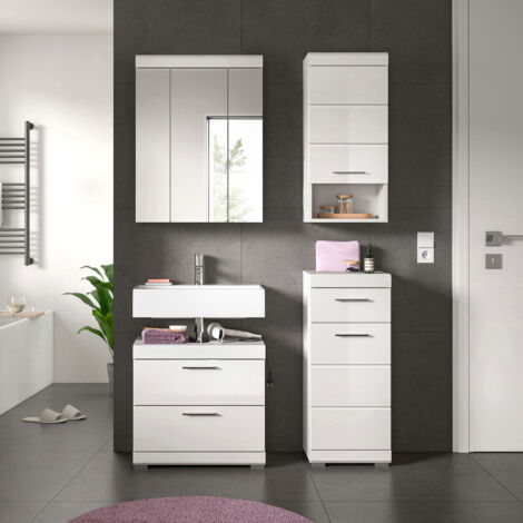 Ensemble 4 meubles de salle de bain blanc brillant - KAN