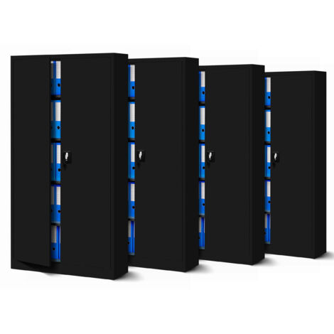 Ensemble 4x armoire en métal verrouillable JAN, 900 x 1850 x 400 mm, noir