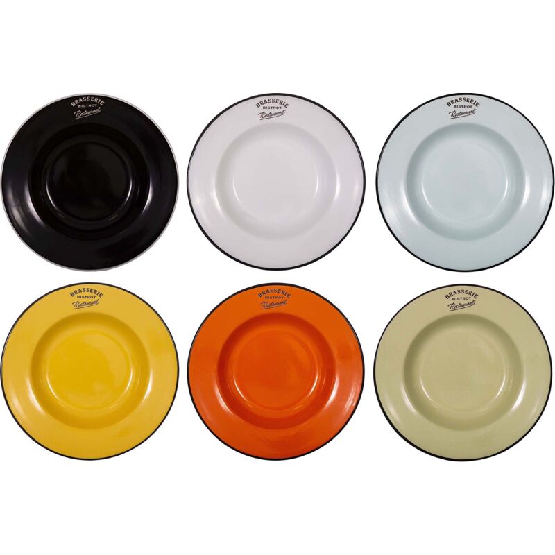 Antic Line Créations - Assiettes colorées Brasserie bistrot (Lot de 6) Assiettes creuses - 22 cm