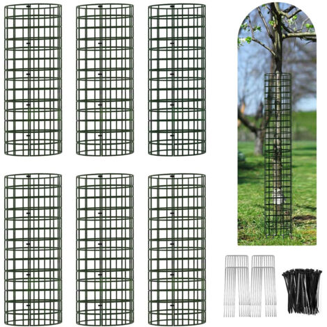 Ensemble 6 pièces grilles de protection tronc d’arbre en acier, livré avec 12 piquets et 50 attaches – Jardin et terrasse