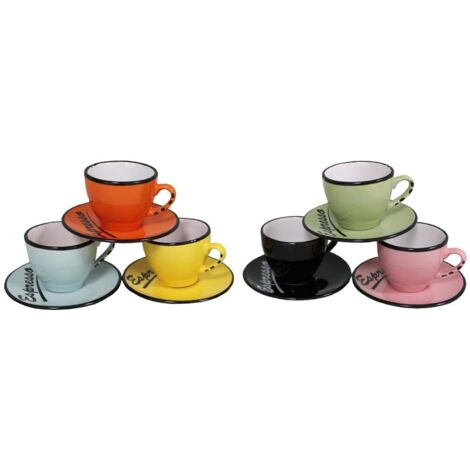 Ensemble 6 tasses et sous tasses Espresso