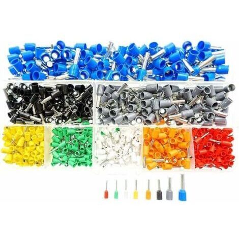 Ensemble 800 virole de bootlace connecteur à sertir cordon isolé épingle embouts terminaux trousse Assortiment de 0.5 mm² 6 mm² pour projets électriques avec boîte de rangement