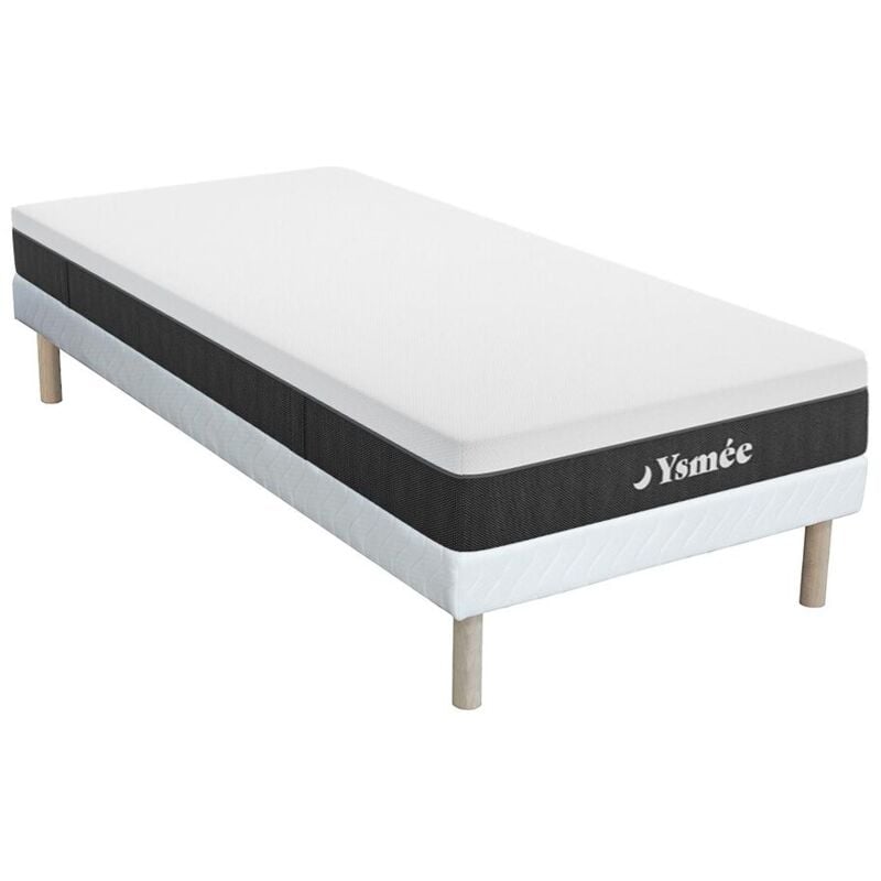 Ensemble 90 x 190 cm sommier tapissier + matelas ressorts ensachés 7 zones déhoussable ép.22cm - celestria de ysmée