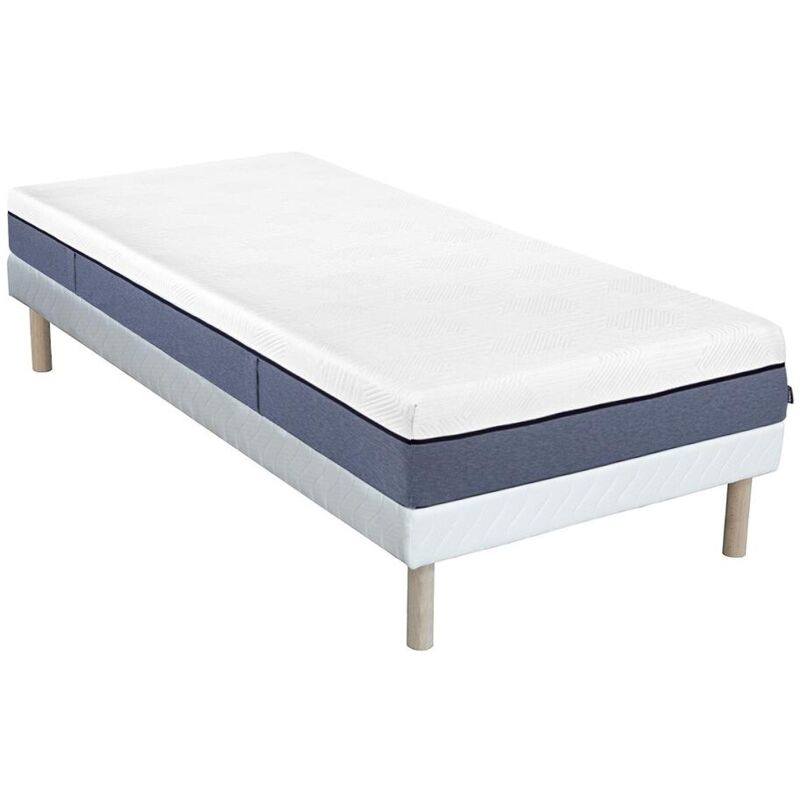 Ensemble 90 x 190 cm sommier tapissier + matelas ressorts ensachés 7 zones et mémoire de forme ép.24cm - kasui de ysmée
