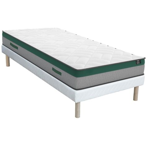 Ensemble 90 x 200 cm sommier + matelas ressorts ensachés ép.22cm - PRESTIGE de YSMÉE