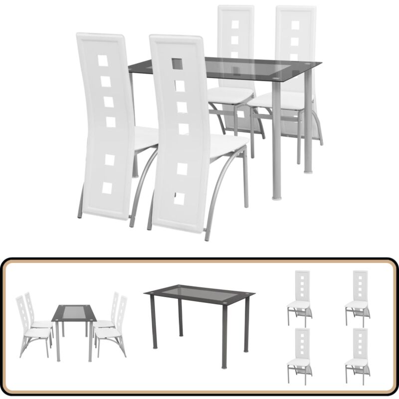 Vidaxl - Ensemble à dîner cinq pièces Blanc - Table à Manger - Ensemble Repas - Mobilier Salle à Manger - Chaise Contemporaine - Décoration Intérieure