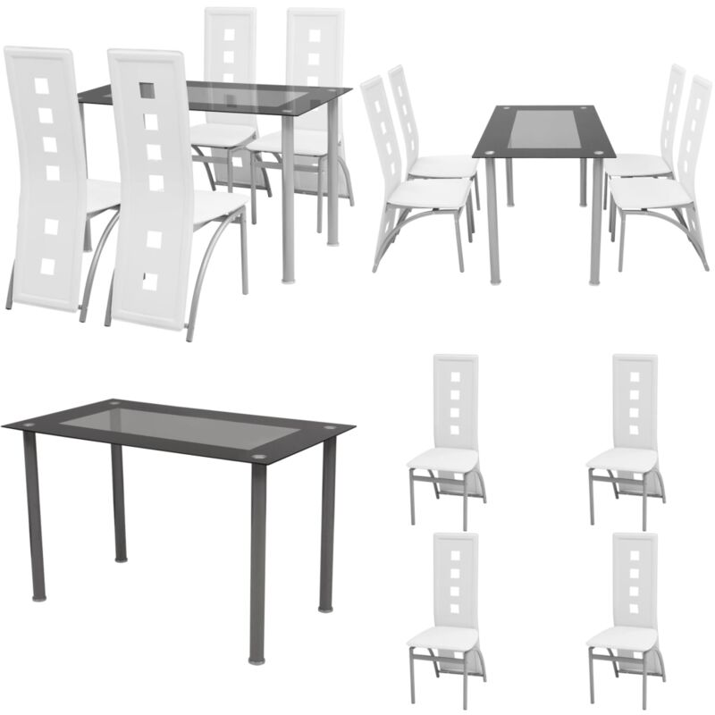 Ensemble à dîner cinq pièces Blanc - Table à Manger - Ensemble Repas - Mobilier Salle à Manger - Chaise Contemporaine - Décoration Intérieure - Home