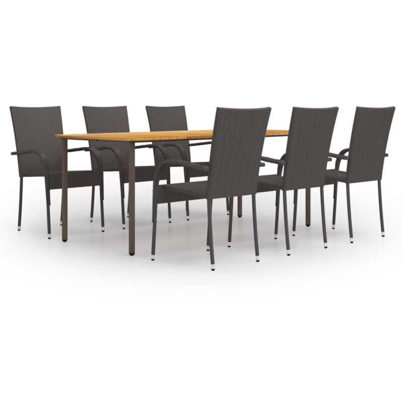 Vidaxl - Ensemble de salle à manger de jardin 7pcs Résine tressée Marron