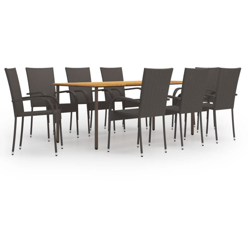 Vidaxl - Ensemble de salle à manger de jardin 9 pcs Résine tressée Marron
