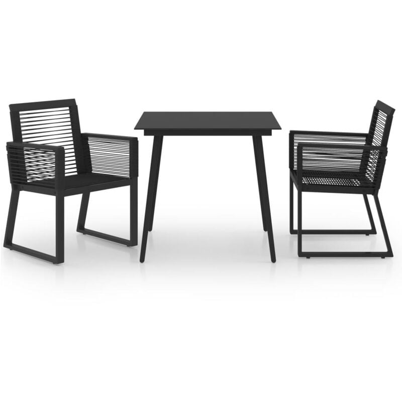 Vidaxl - Ensemble à dîner d'extérieur 3 pcs Rotin PVC Noir