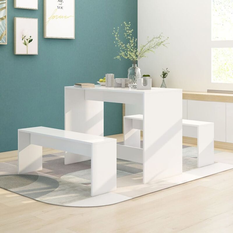 Ensemble à manger 3 pcs Blanc Bois d'ingénierie CFW56746
