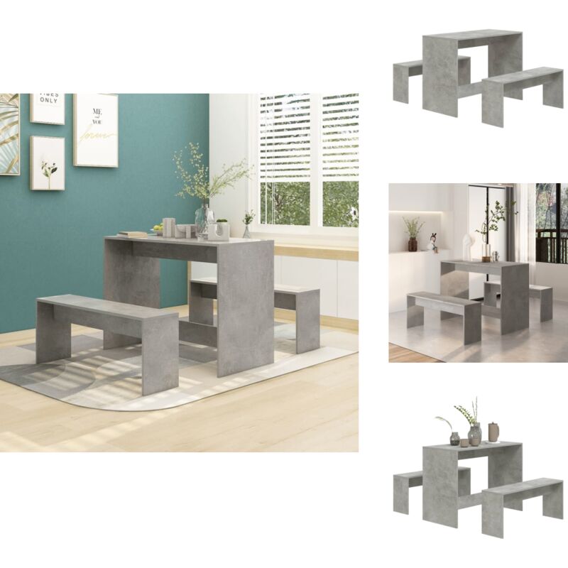 Ensemble à manger 3 pcs Gris béton Bois d'ingénierie - Ensemble De Salle à Manger - Table Et Chaises - Mobilier De Salle à Manger - Cuisine Moderne