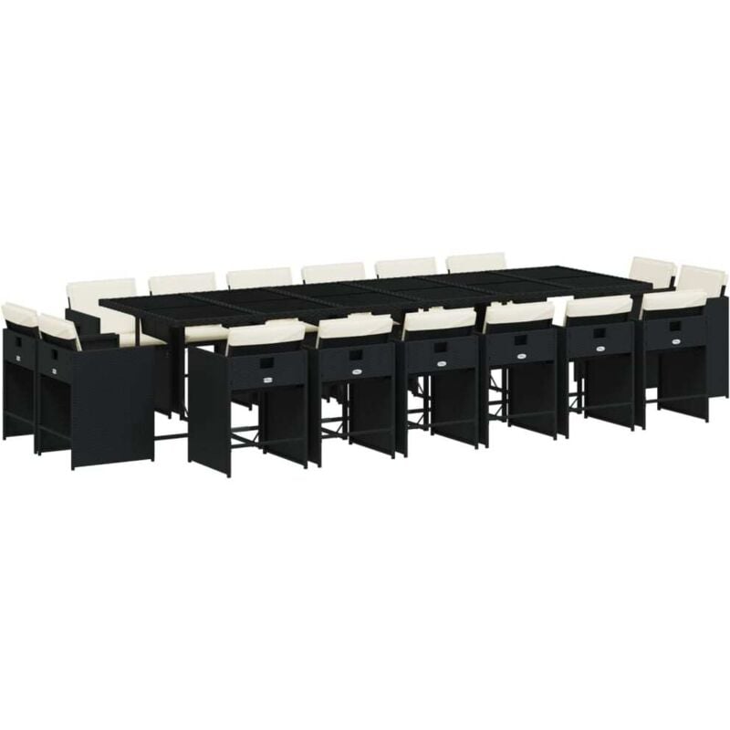 Ensemble à manger de jardin 17 pcs coussins noir résine tressée vidaXL