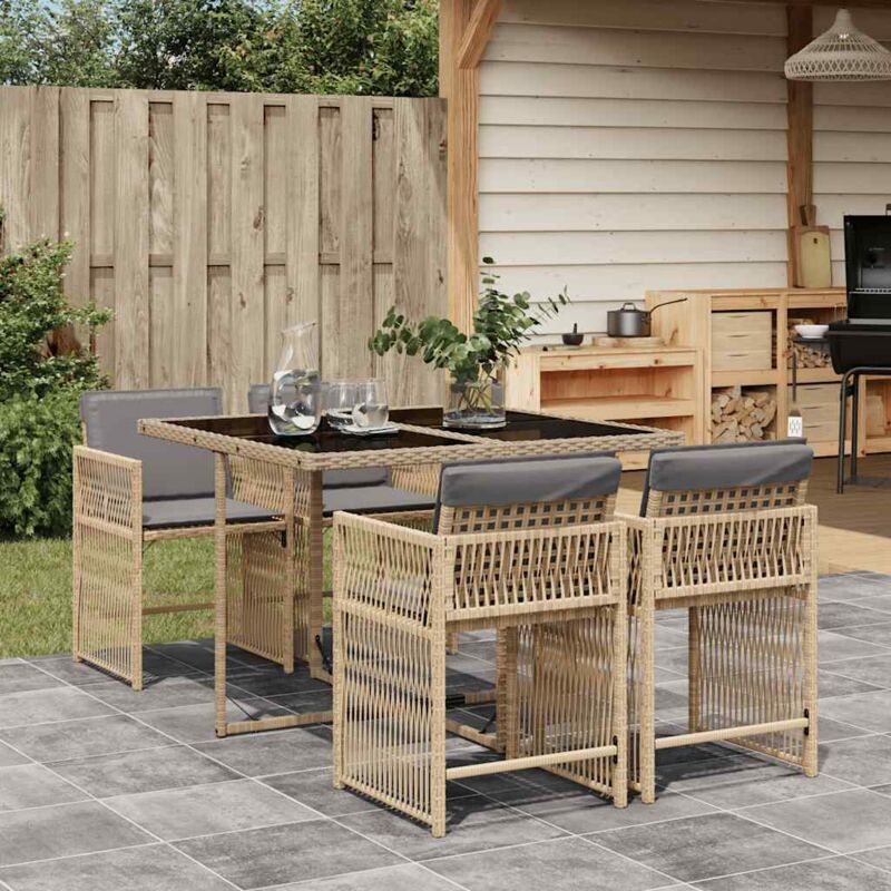 Vidaxl - Ensemble à manger de jardin coussins 5 pcs mélange beige rotin