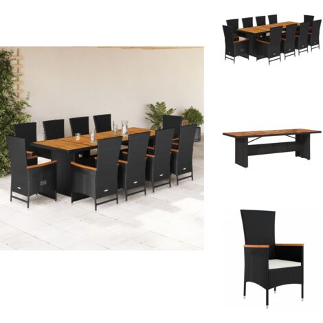 Ensemble à manger de jardin 11 pcs coussins noir résine tressée - Meubles De Jardin - Salon De Jardin - Set De Jardin - Table De Jardin - Chaises De Jardin