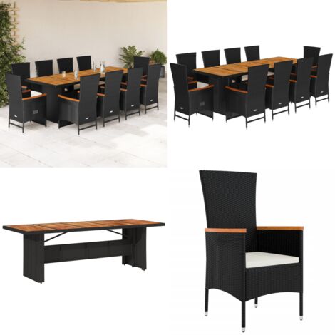Ensemble à manger de jardin 11 pcs coussins noir résine tressée - Meubles De Jardin - Salon De Jardin - Set De Jardin - Table De Jardin - Chaises De Jardin - Home & Living