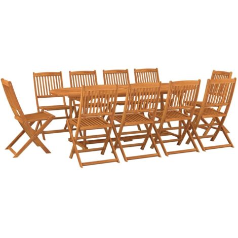 Ensemble à manger de jardin 11 pcs Mobilier de jardin 220x90x75 cm bois d'acacia
