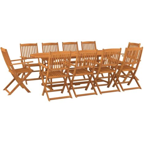 Ensemble à manger de jardin 11 pcs Mobilier de jardin 220x90x75 cm bois d'acacia