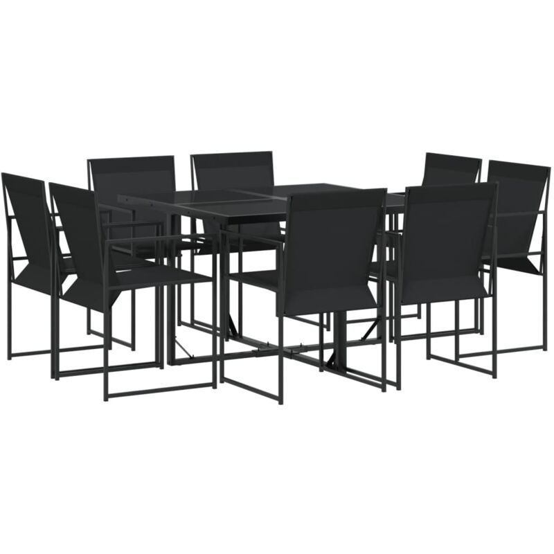 Vidaxl - Ensemble à manger de jardin 9 pcs noir textilène