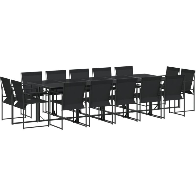 Vidaxl - Ensemble à manger de jardin 15 pcs noir textilène