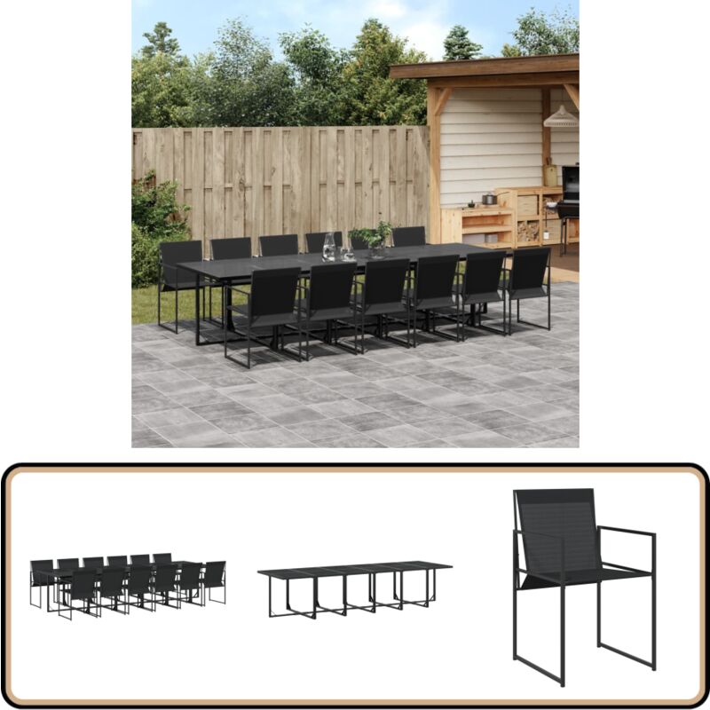 Ensemble à manger de jardin 13 pcs noir textilène - Salon De Jardin - Mobilier De Jardin - Table De Jardin - Chaises De Jardin - Set De Jardin