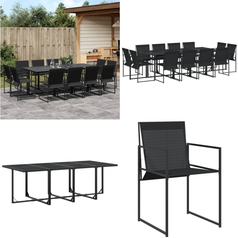 Ensemble à manger de jardin 13 pcs noir textilène - Salon De Jardin - Mobilier De Jardin - Table De Jardin - Chaises De Jardin - Set De Jardin - Home