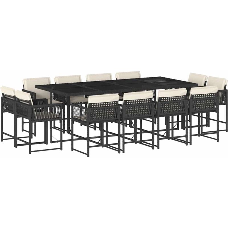 Ensemble à manger de jardin 13 pcs coussins noir résine tressée Vidaxl