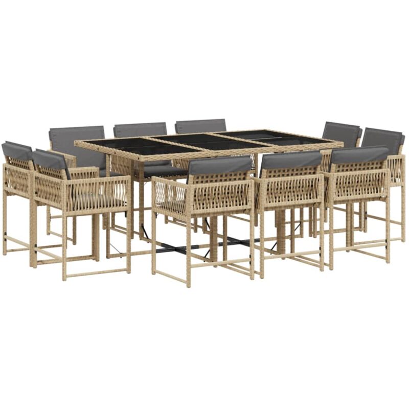 Vidaxl - Ensemble à manger de jardin et coussins 11 pcs mélange beige