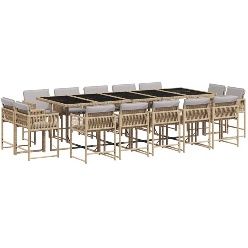 Vidaxl - Ensemble à manger de jardin et coussins 15 pcs mélange beige