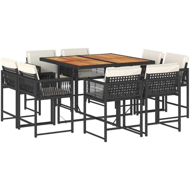 Vidaxl - Ensemble à manger de jardin 9pcs coussins noir résine tressée