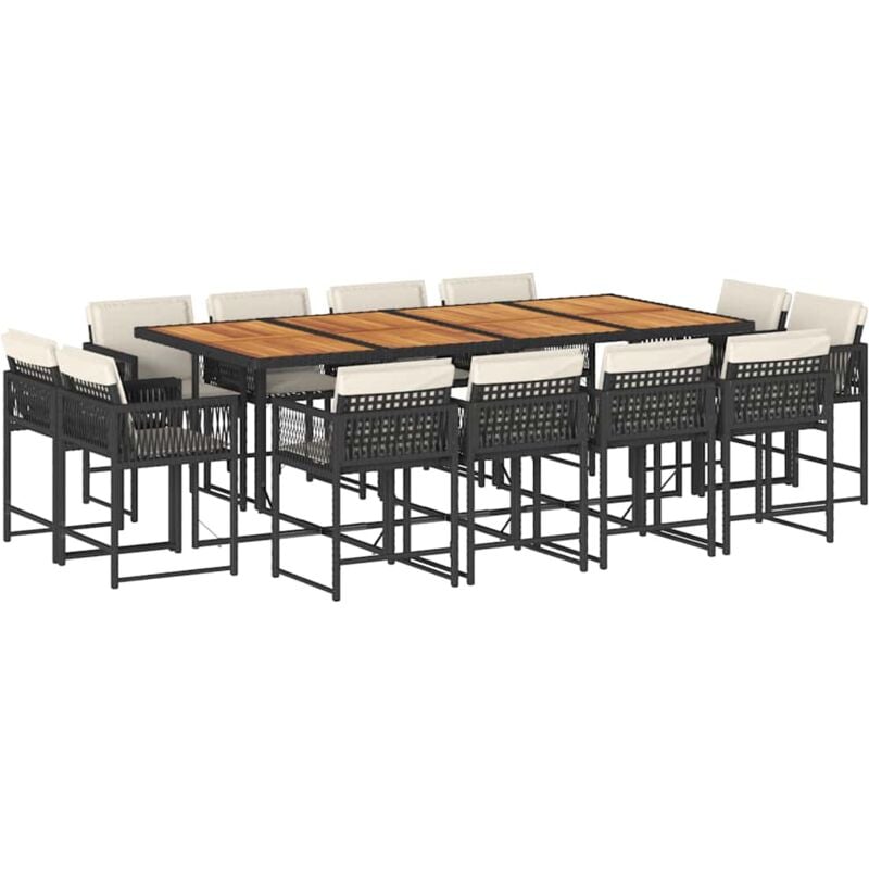 Ensemble à manger de jardin 13 pcs coussins noir résine tressée vidaXL