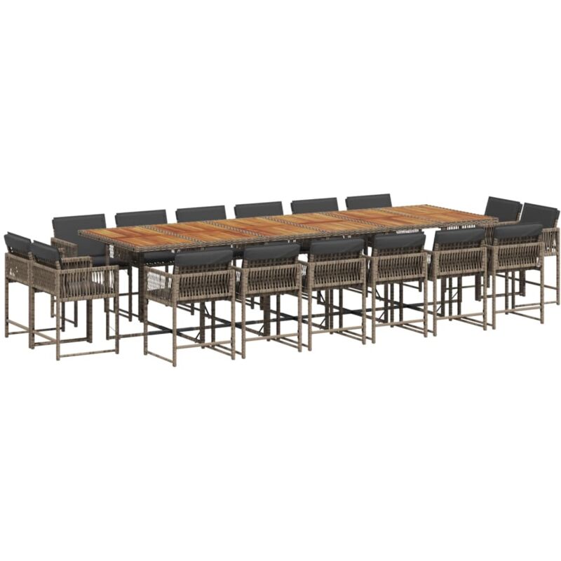 Ensemble à manger de jardin 17 pcs et coussins résine tressée - Vidaxl