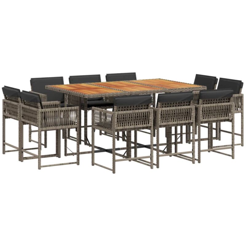 Vidaxl - Ensemble à manger de jardin 11pcs avec coussins gris poly rotin