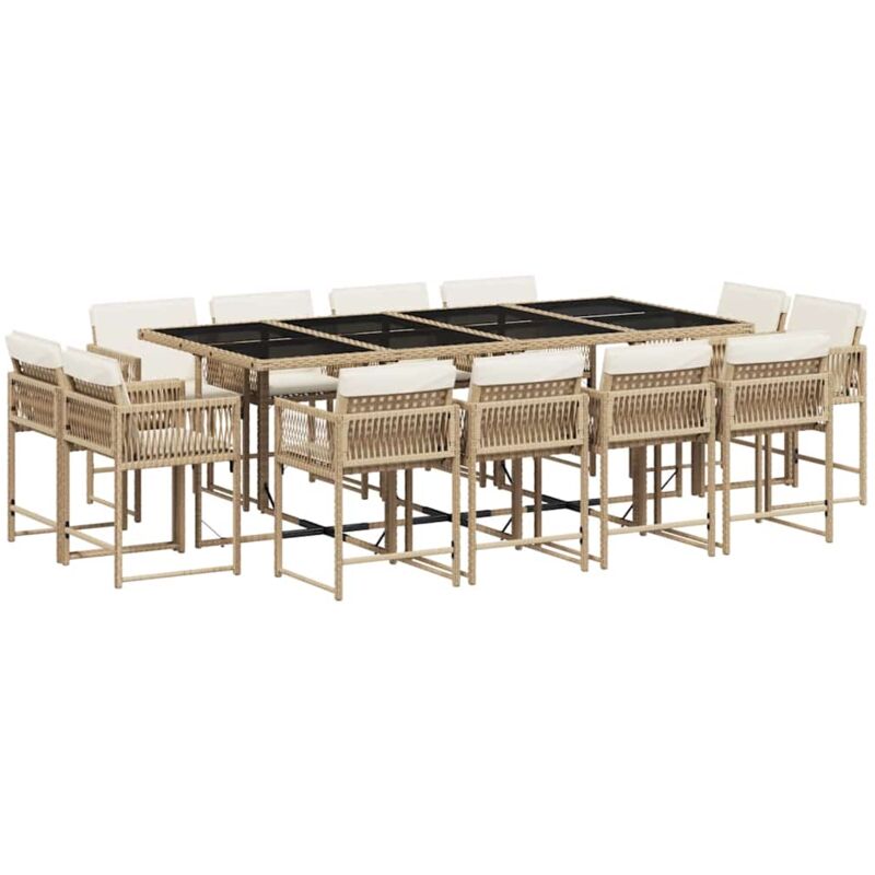 Vidaxl - Ensemble à manger de jardin et coussins 13 pcs beige