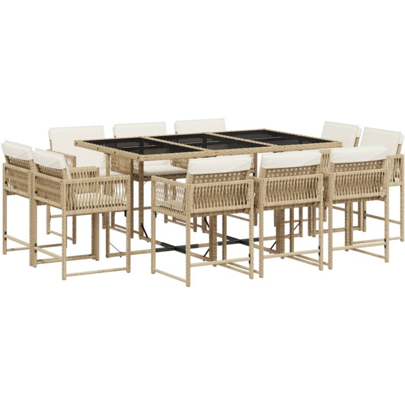 Vidaxl - Ensemble à manger de jardin et coussins 11 pcs beige poly rotin