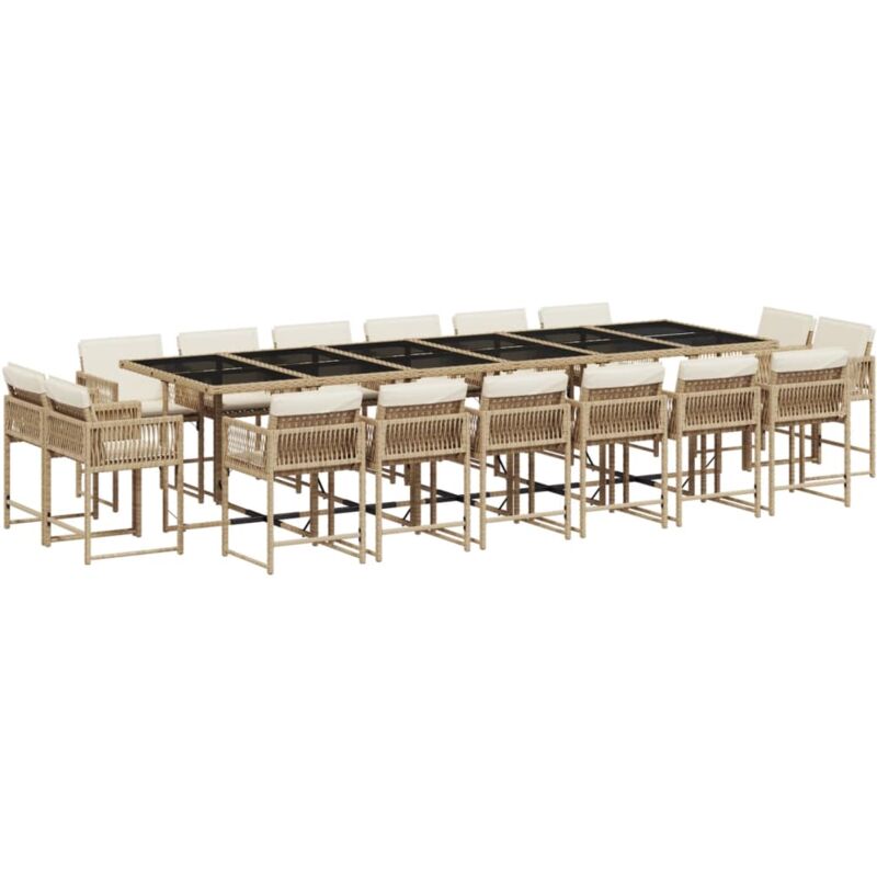 Ensemble à manger de jardin et coussins 17 pcs beige - Vidaxl