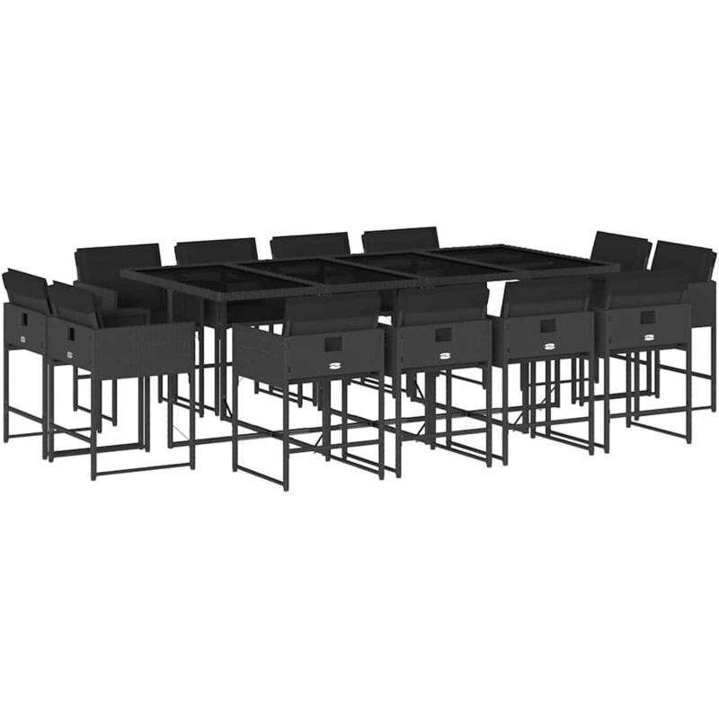 Ensemble à manger de jardin 13 pcs coussins noir résine tressée Vidaxl