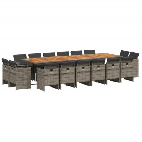 Ensemble à manger de jardin 17 pcs et coussins résine tressée vidaXL