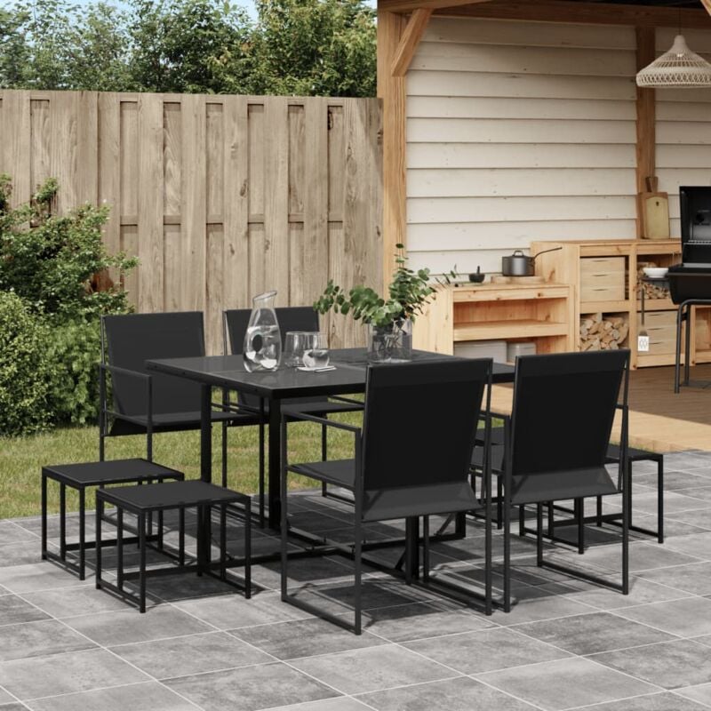 Vidaxl - Ensemble à manger de jardin 9 pcs noir textilène