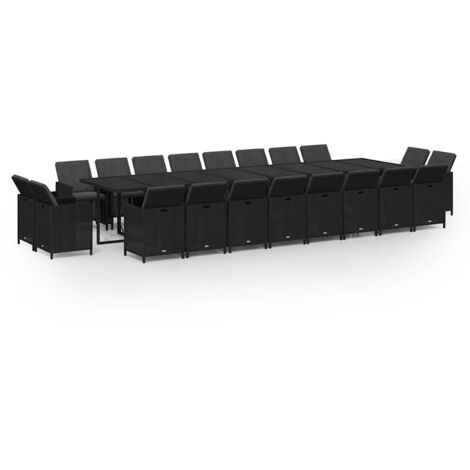 Ensemble à manger de jardin 21pcs Mobilier de jardin coussins noir résine tressée
