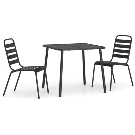 Ensemble à manger de jardin 3 pcs anthracite acier