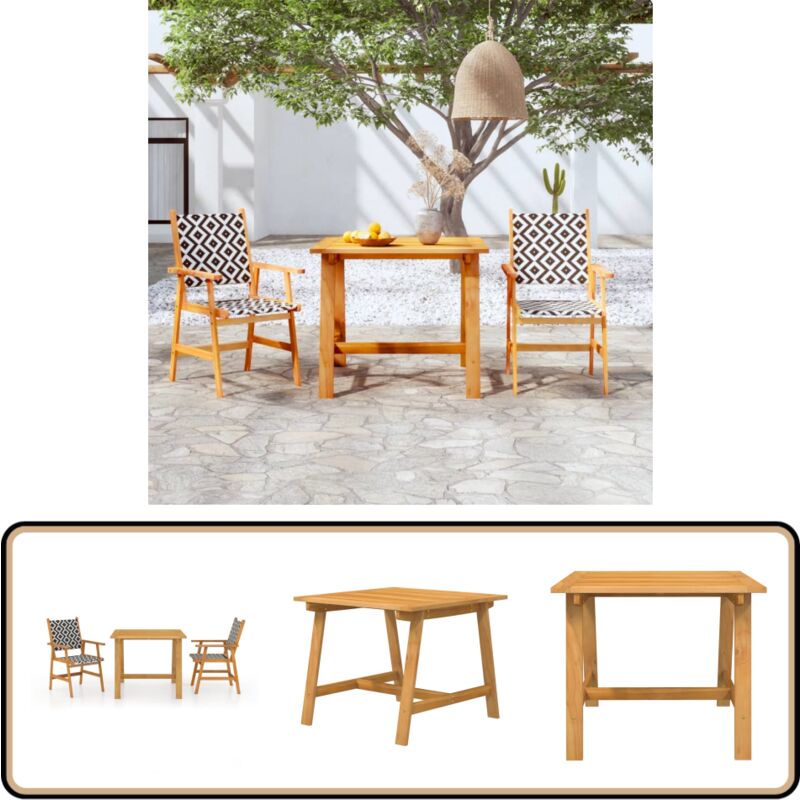 Ensemble à manger de jardin 3 pcs Bois d'acacia solide - Ensemble Salon De Jardin - Mobilier De Jardin - Table Et Chaises De Jardin - Acacia Massif