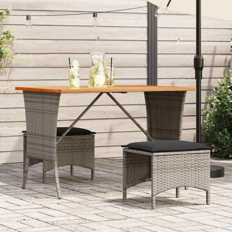 Vidaxl - Ensemble à manger de jardin 3 pcs coussins gris résine tressée