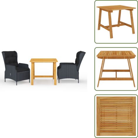 Ensemble à manger de jardin 3 pcs Gris foncé - Salon De Jardin - Mobilier De Jardin - Table De Jardin - Chaises De Jardin - Acacia