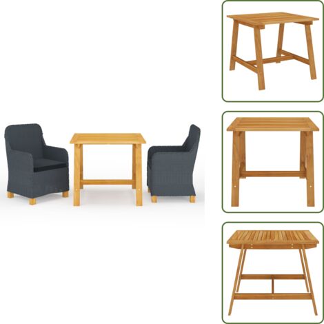 Ensemble à manger de jardin 3 pcs Gris foncé - Salon De Jardin - Mobilier De Jardin - Table De Jardin - Chaises De Jardin - Acacia