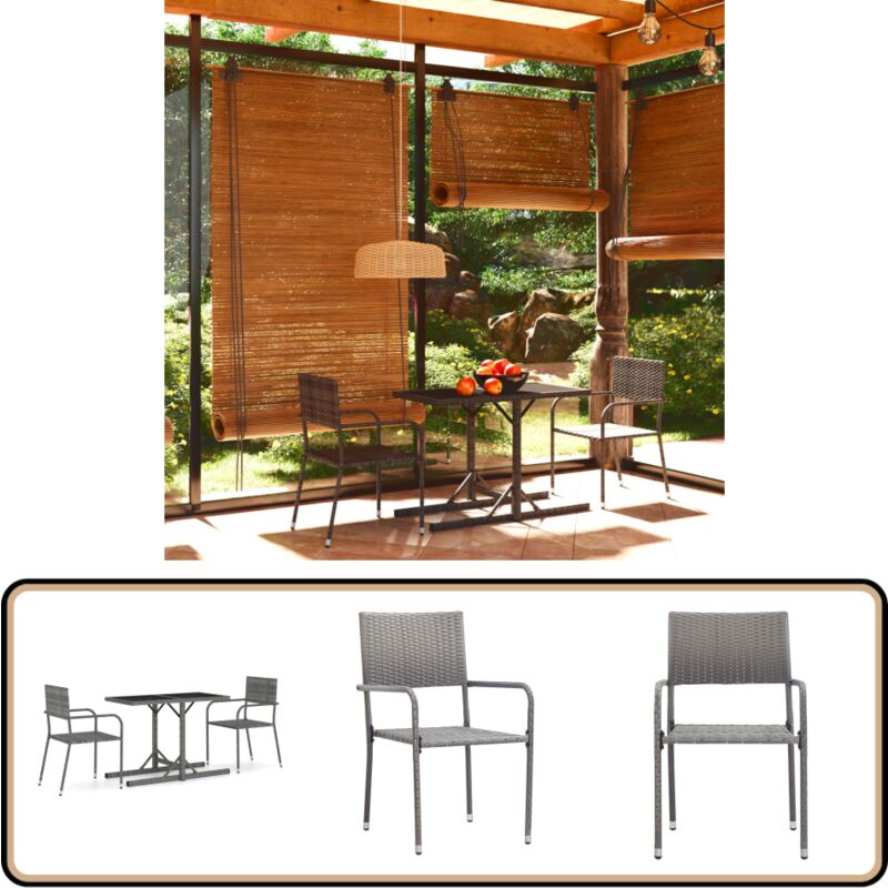 Ensemble à manger de jardin 3 pcs Gris - Meubles De Jardin - Salon De Jardin - Set De Jardin - Mobilier De Jardin - Table De Jardin